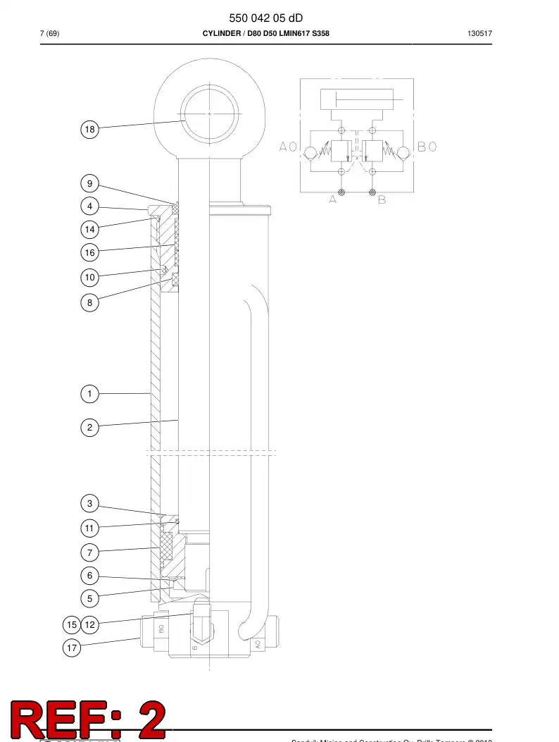 55049460 550 494 60 Rod, PISTON - Sandvik Technical Drawing
