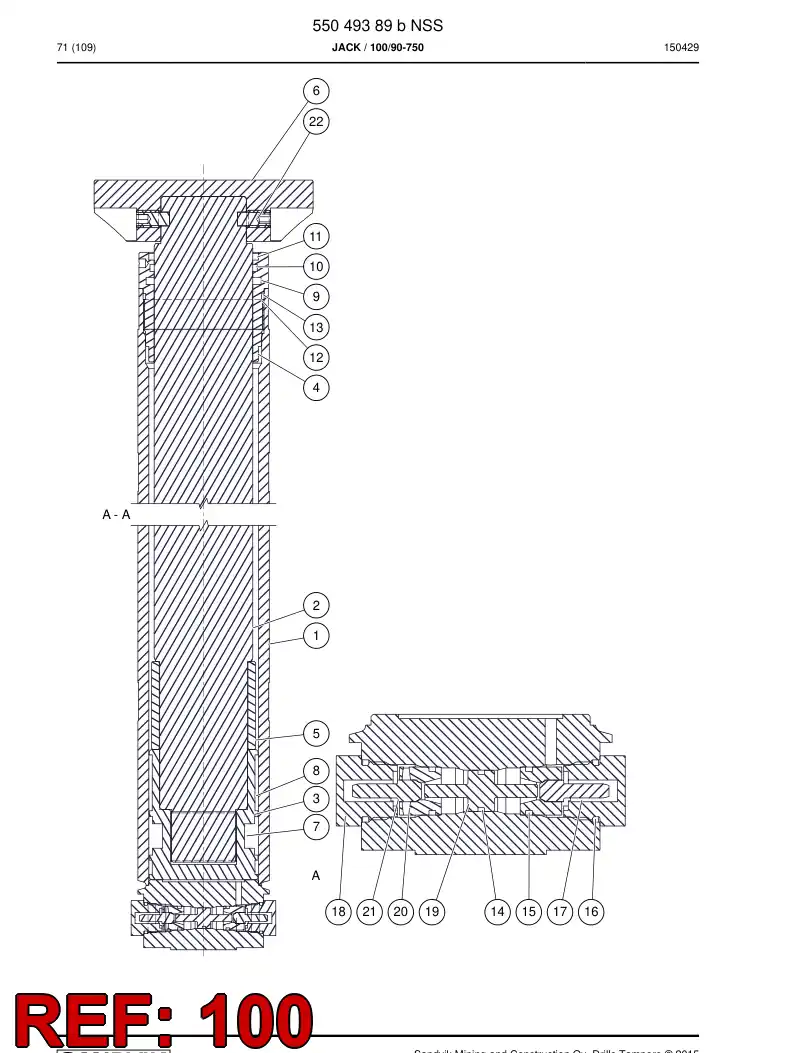 55049479a 550 494 79a SEAL KIT - Sandvik Technical Drawing