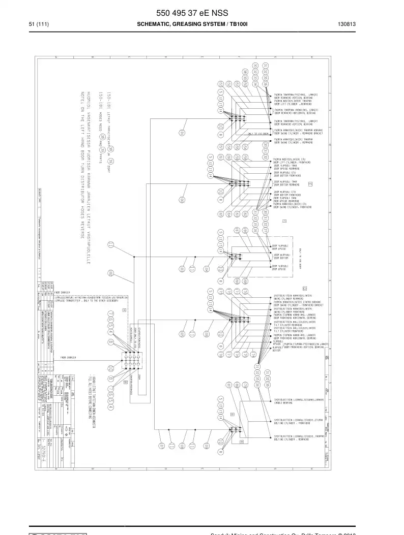 55049537e 550 495 37e Schematic, Greasing System - Sandvik Technical Drawing