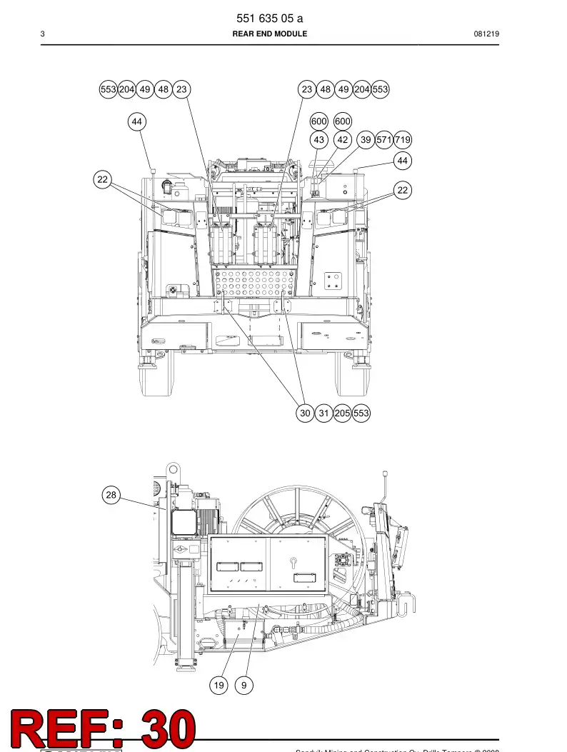 55049614a 550 496 14a Cable holder - Sandvik Technical Drawing
