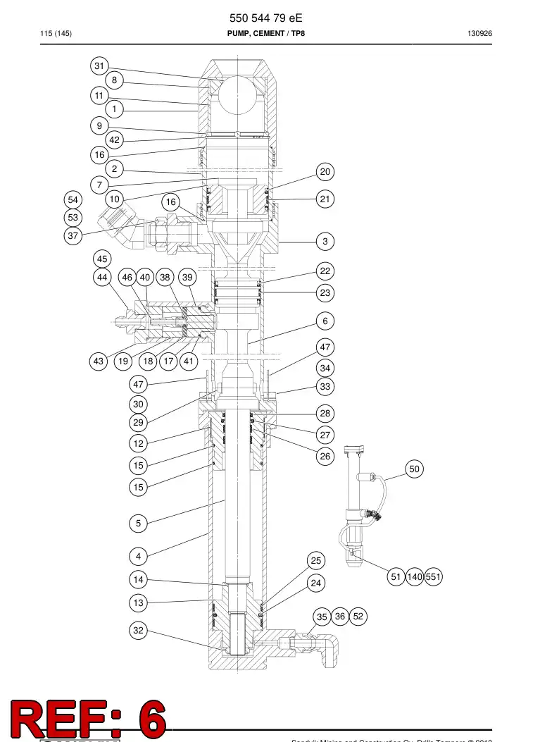 55049791 550 497 91 Rod, PISTON - Sandvik Technical Drawing