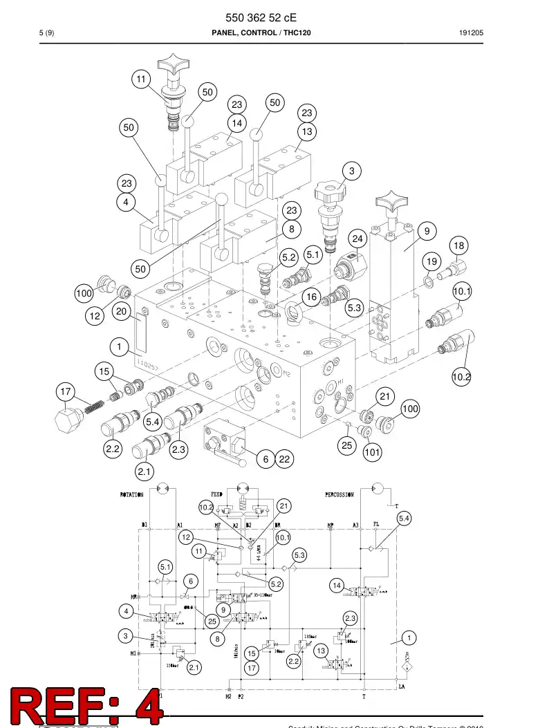 55049904 550 499 04 Valve, Directional - Sandvik Technical Drawing