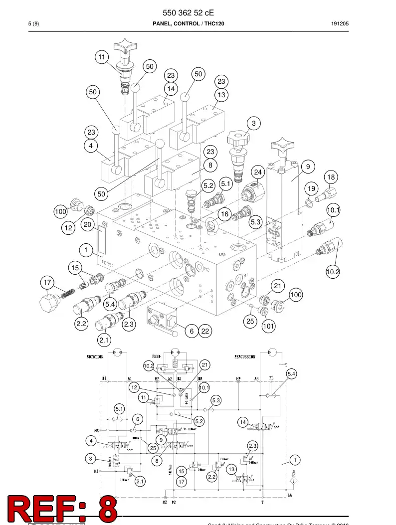 55050010 550 500 10 Valve, Directional - Sandvik Technical Drawing