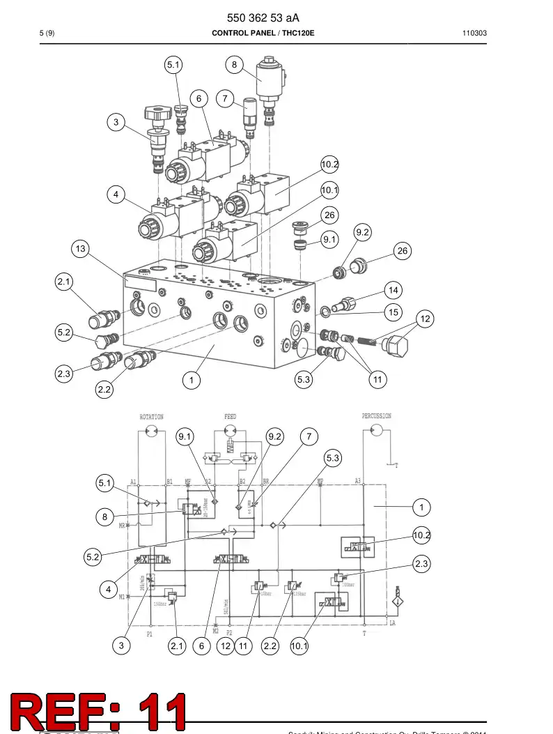 55050019 550 500 19 Cartridge - Sandvik Technical Drawing