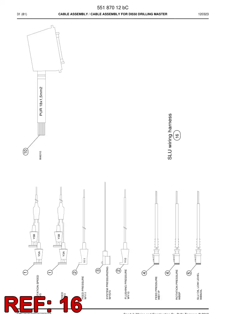 55050052 550 500 52 Wiring harness - Sandvik Technical Drawing