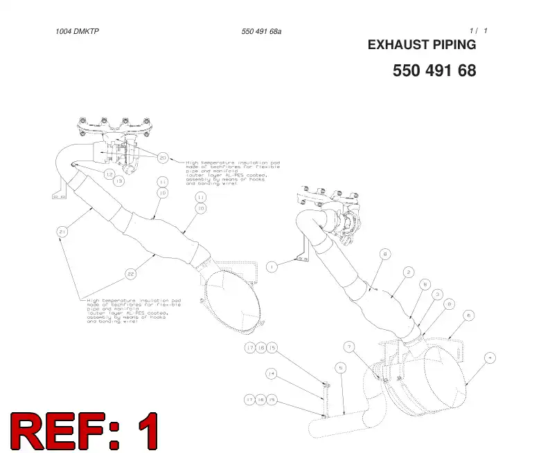 55050083 550 500 83 EXHAUST PIPE - Sandvik Technical Drawing