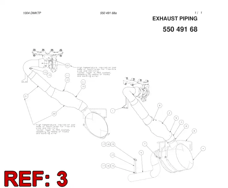 55050084 550 500 84 EXHAUST PIPE - Sandvik Technical Drawing