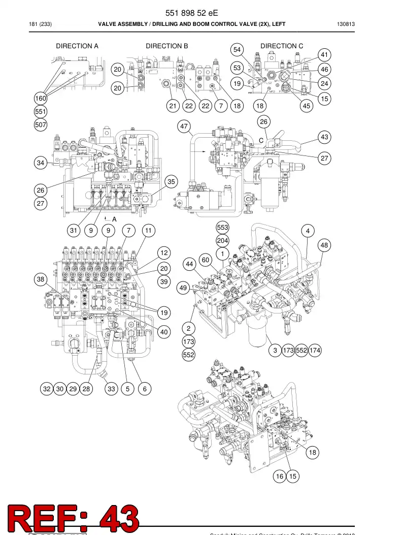 55050216 550 502 16 Pipe Assembly - Sandvik Technical Drawing