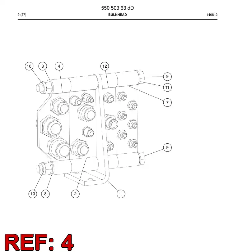 55050264 550 502 64 Bulkhead - Sandvik Technical Drawing