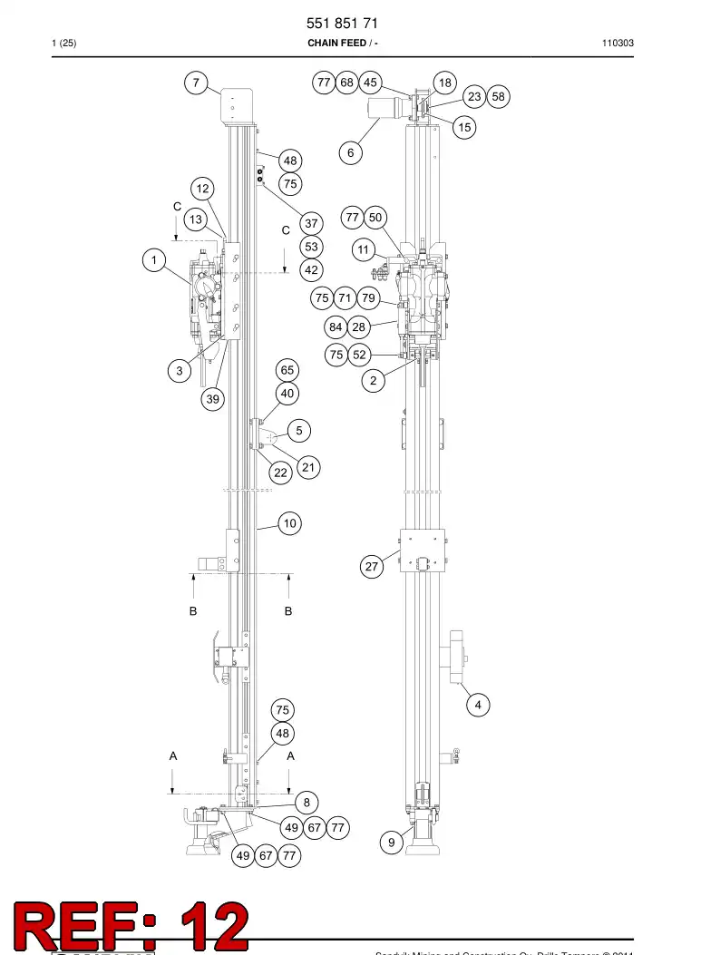 55050290a 550 502 90a Chain - Sandvik Technical Drawing