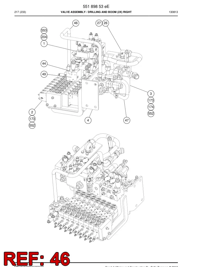55050422 550 504 22 Pipe Assembly - Sandvik Technical Drawing