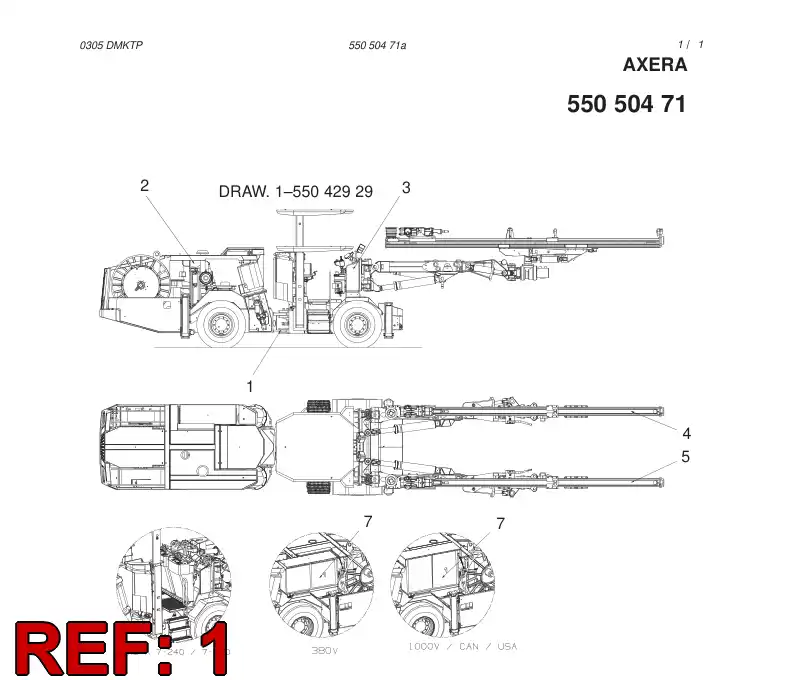 55050461 550 504 61 CARRIER FRAME PARTS - Sandvik Technical Drawing