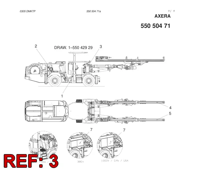 55050463 550 504 63 FRONT END MODULE - Sandvik Technical Drawing