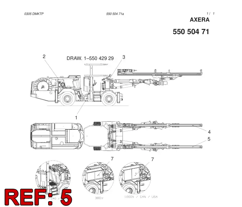 55050465 550 504 65 DRILLING MODULE - Sandvik Technical Drawing
