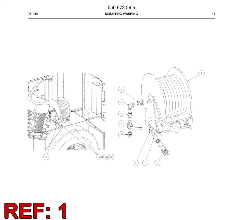 55050546 550 505 46 Hose reel - Sandvik Technical Drawing