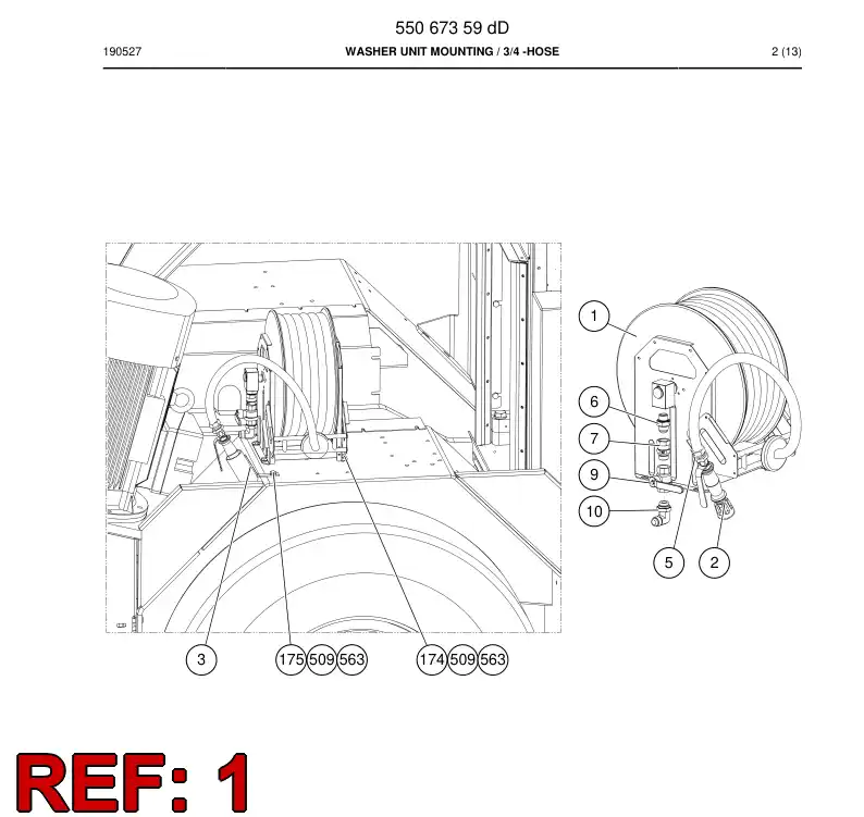 55050546a 550 505 46a Reel, Hose - Sandvik Technical Drawing