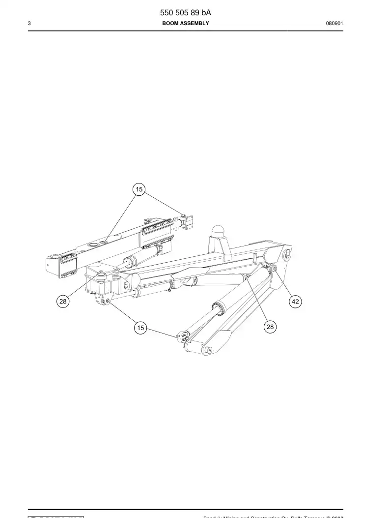 55050589b 550 505 89b BOOM ASSEMBLY - Sandvik Technical Drawing