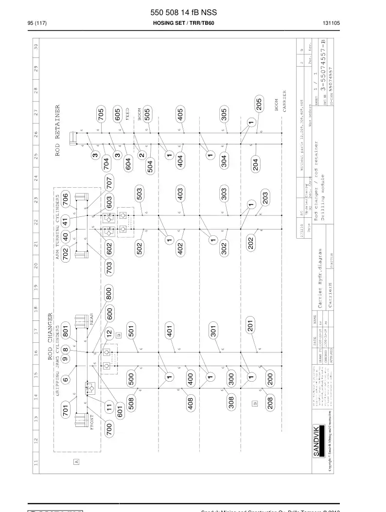 55050814f 550 508 14f Hosing Set - Sandvik Technical Drawing