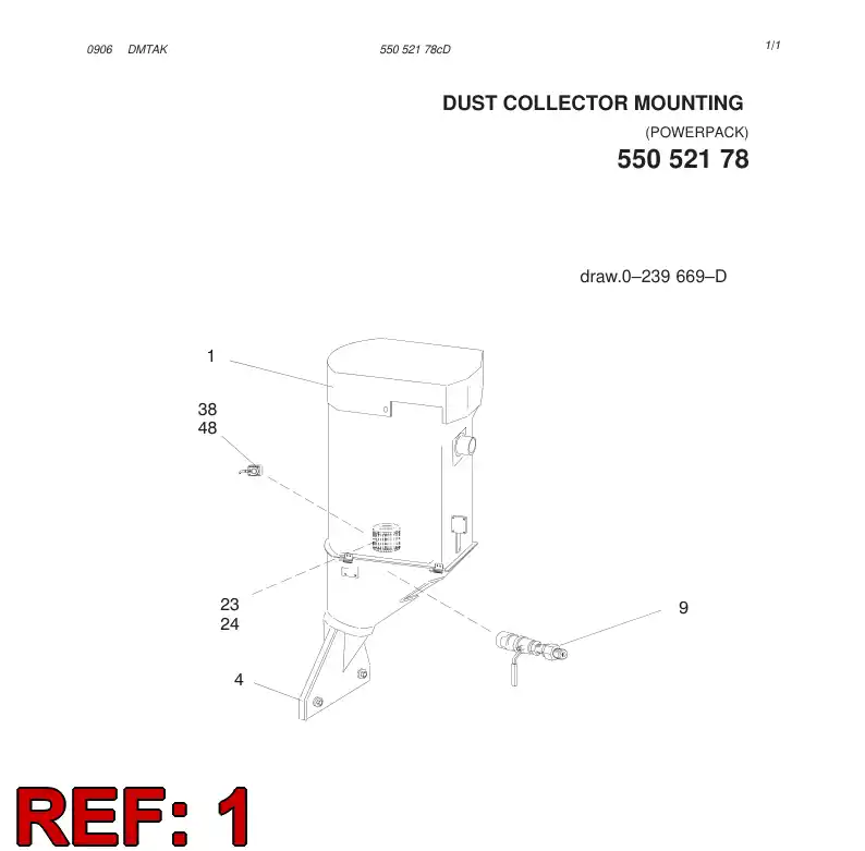 55050939 550 509 39 DUST COLLECTOR - Sandvik Technical Drawing