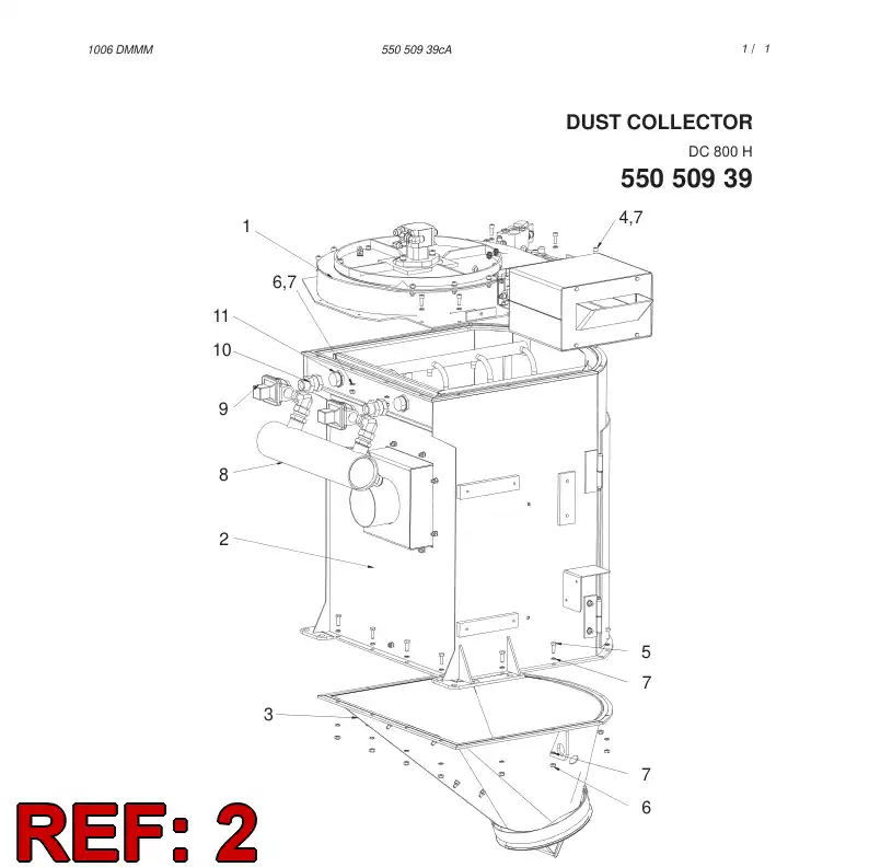 55050970 550 509 70 DUST COLLECTOR (SPACER PART) - Sandvik Technical Drawing