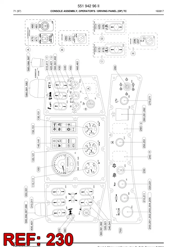 55051079a 550 510 79a Switch, Selector - Sandvik Technical Drawing