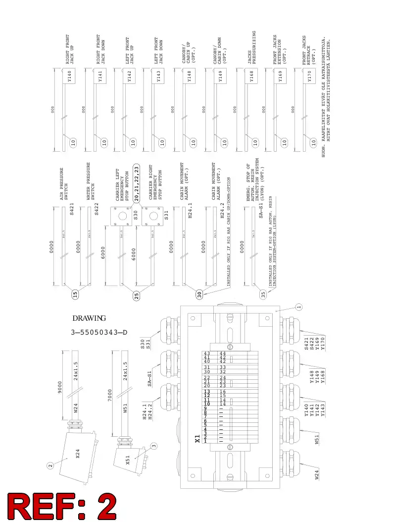 55051314 550 513 14 CABLE ASSEMBLY - Sandvik Technical Drawing