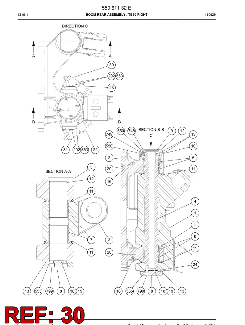 55051443 550 514 43 Bracket - Sandvik Technical Drawing
