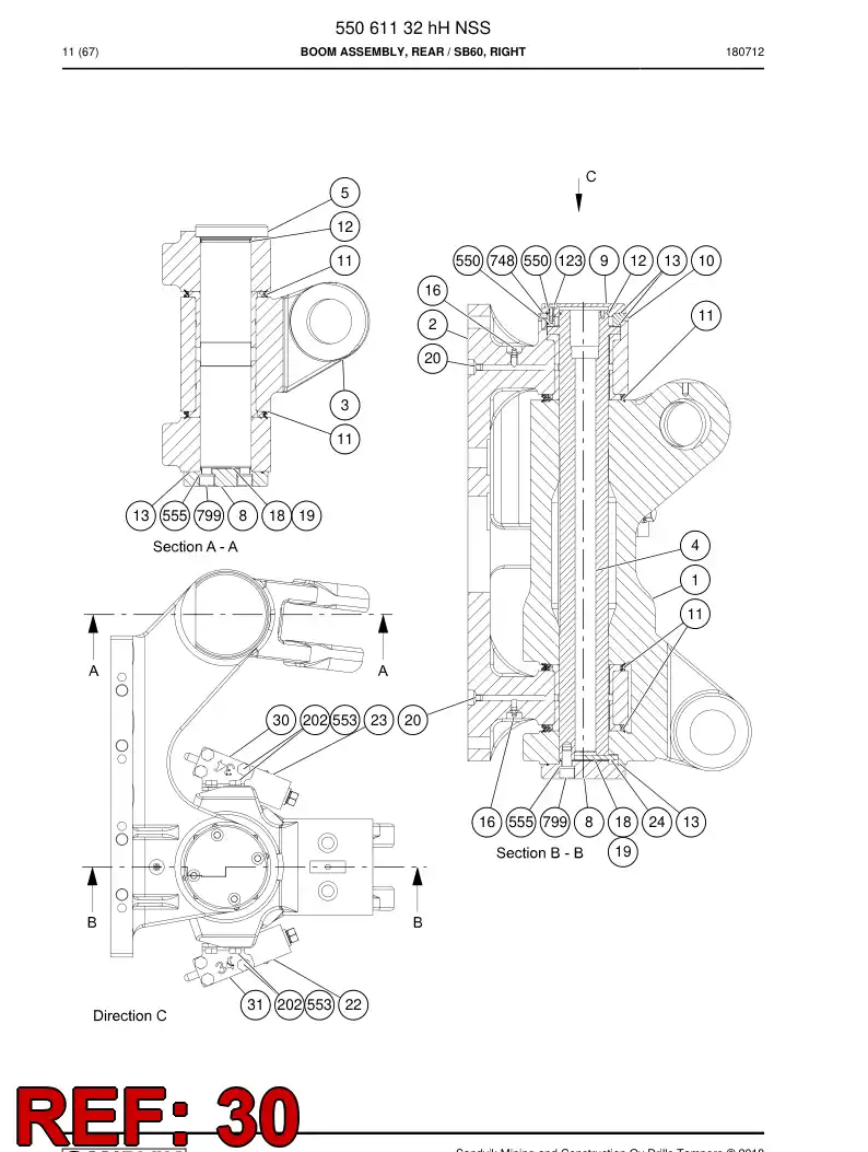 55051443a 550 514 43a Bracket - Sandvik Technical Drawing