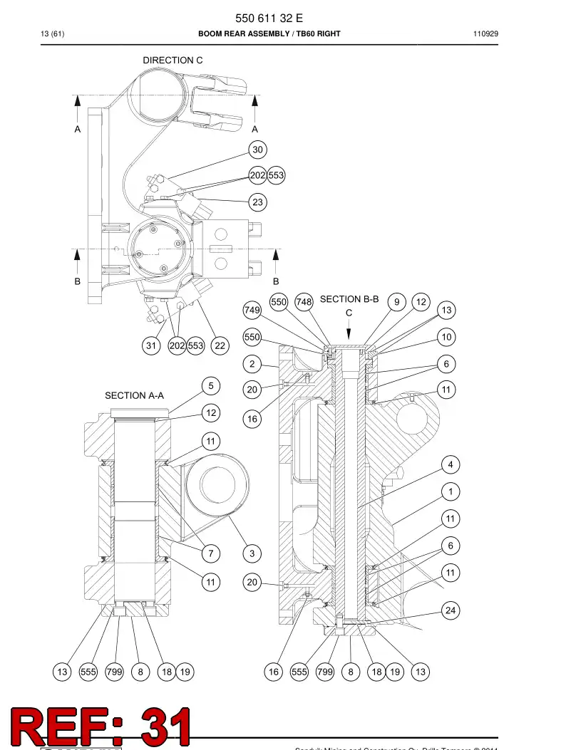 55051444 550 514 44 Bracket - Sandvik Technical Drawing