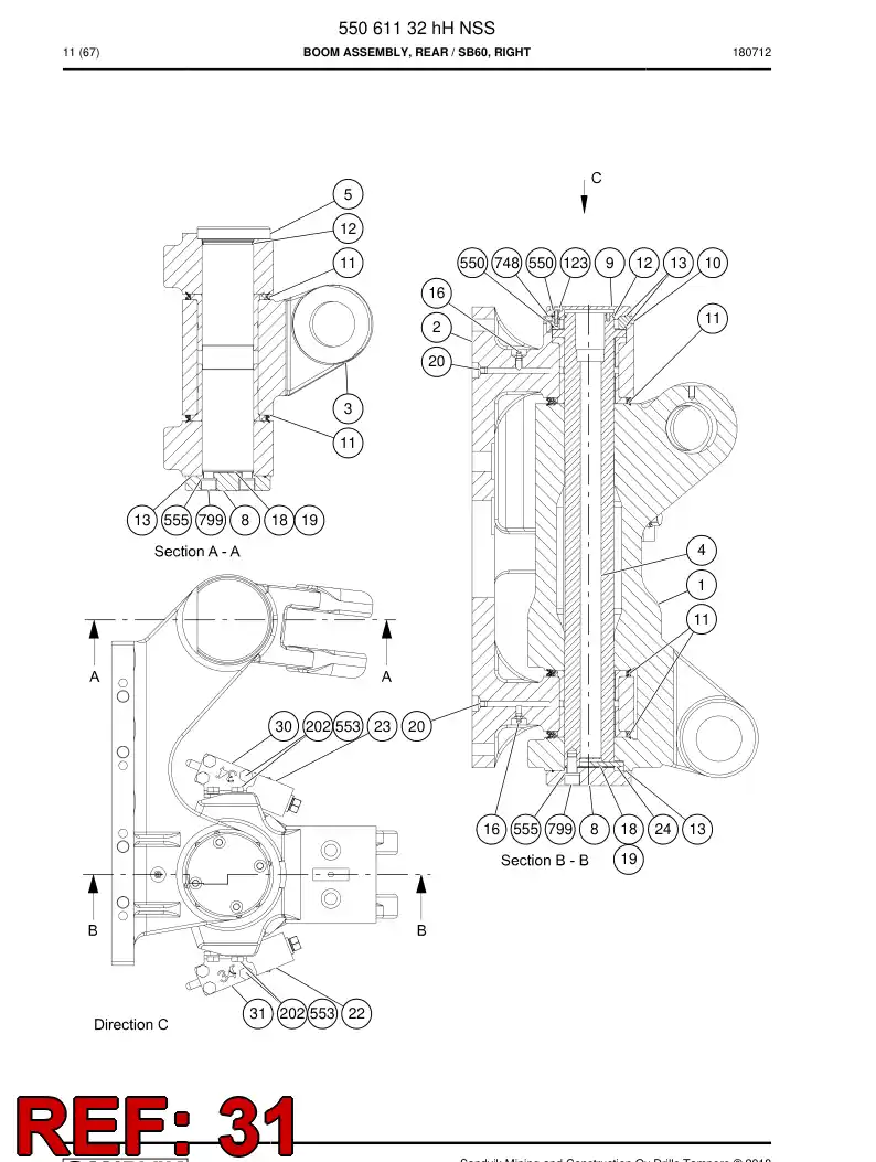 55051444a 550 514 44a Bracket - Sandvik Technical Drawing