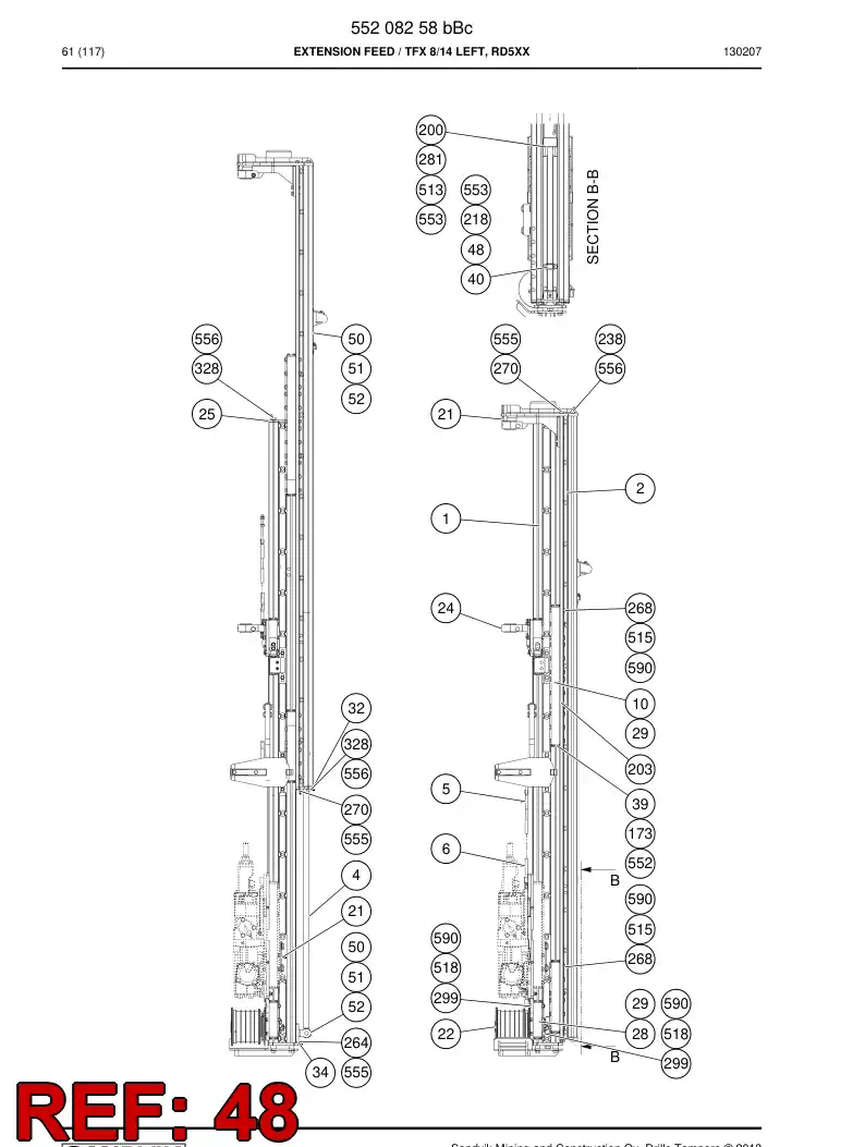 55051448a 550 514 48a Ring, Guide - Sandvik Technical Drawing