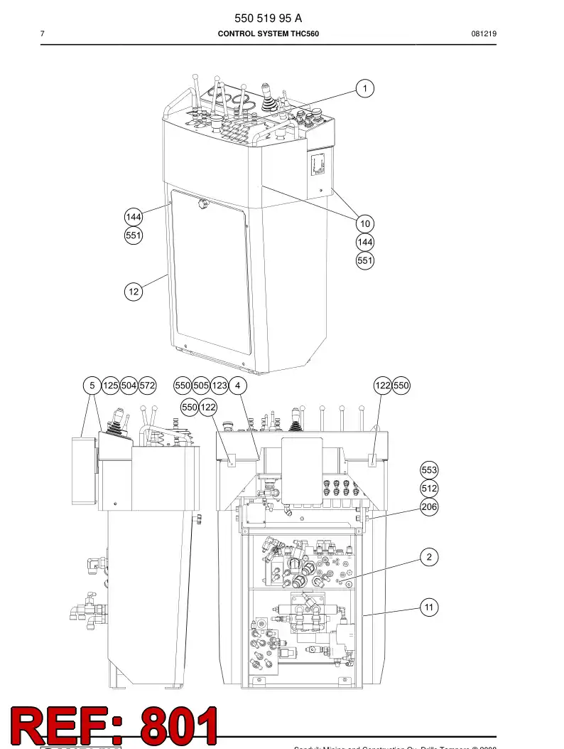 55051527c 550 515 27c Hosing - Sandvik Technical Drawing