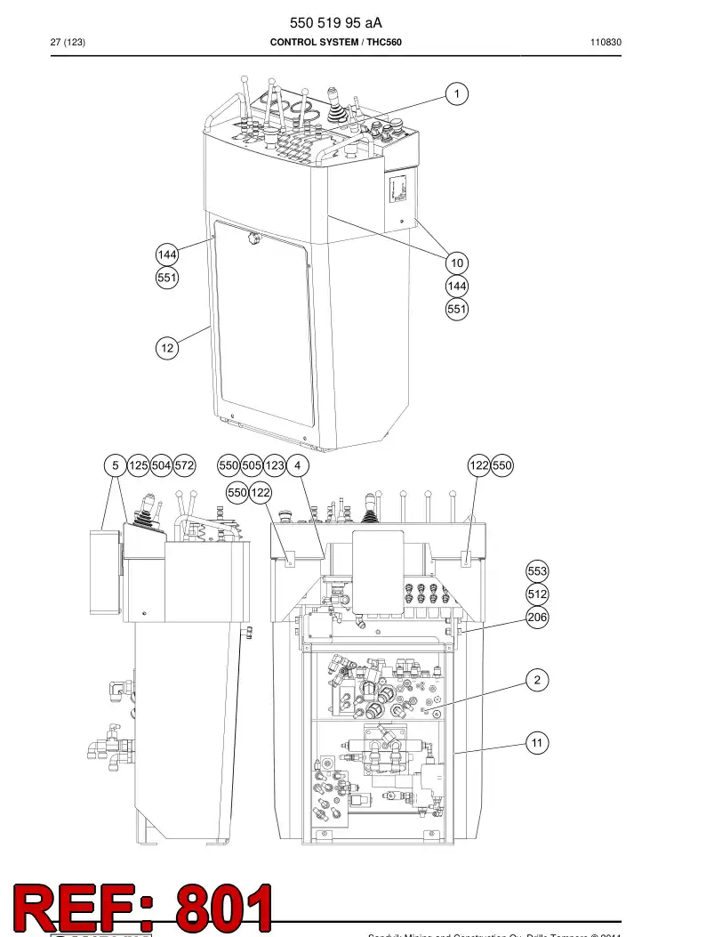 55051527d 550 515 27d Hosing - Sandvik Technical Drawing