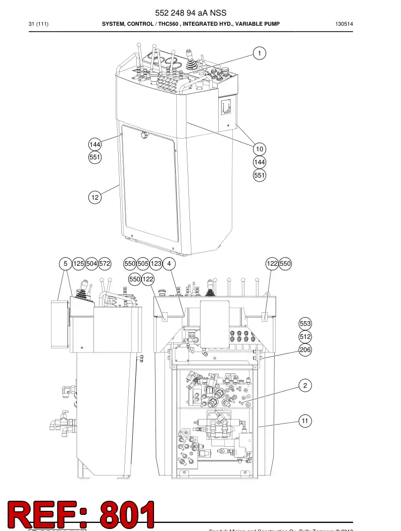 55051527h 550 515 27h Hosing Set - Sandvik Technical Drawing