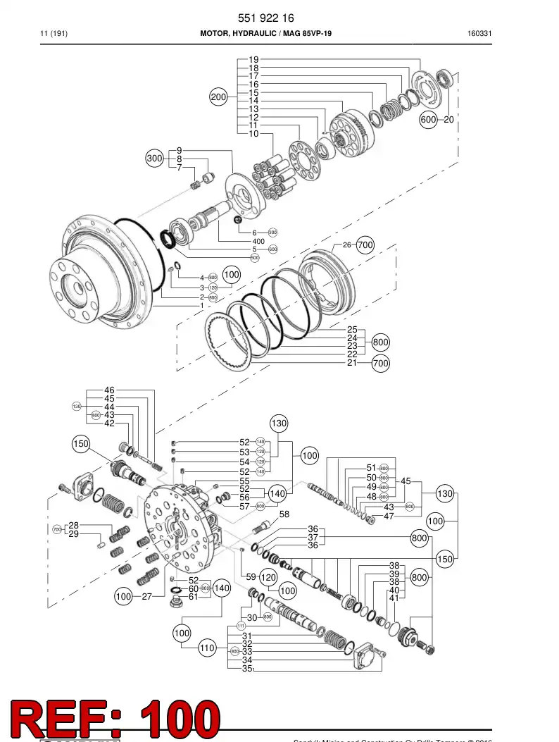 55051640a 550 516 40a Motor, Hydraulic - Sandvik Technical Drawing