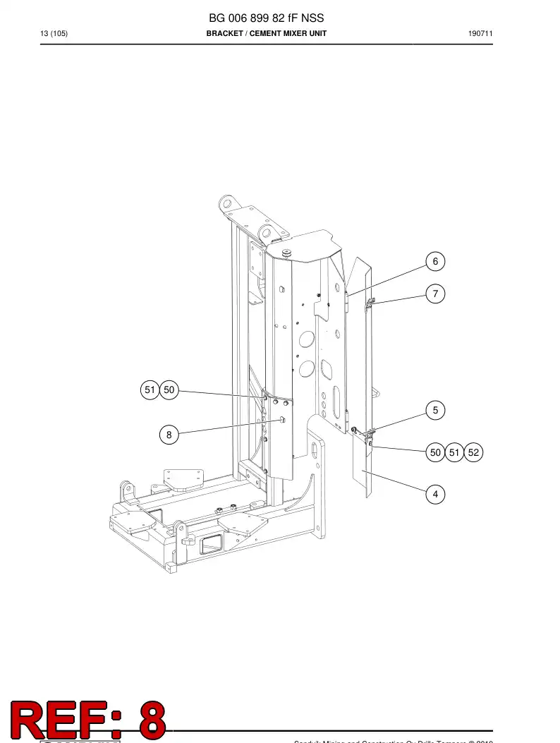 55051647 550 516 47 Latch - Sandvik Technical Drawing