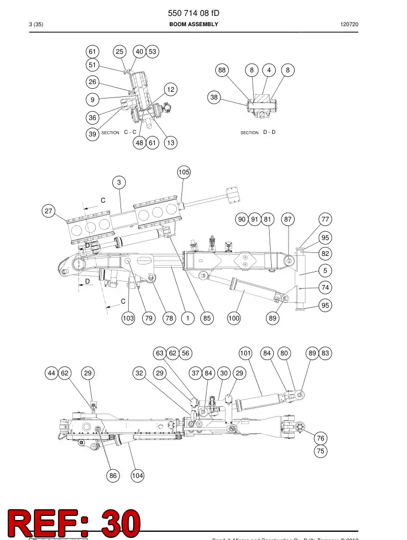 55051724 550 517 24 Hose support - Sandvik Technical Drawing