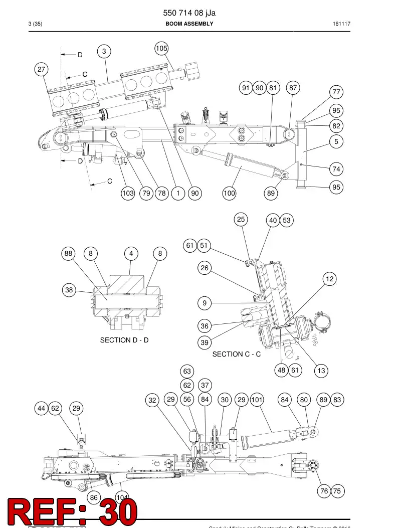 55051724c 550 517 24c Support, Hose - Sandvik Technical Drawing