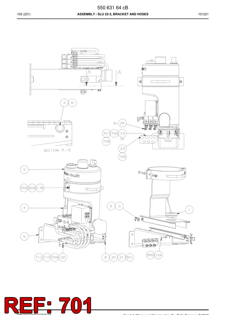 55051939b 550 519 39b Pre-wired plug cable - Sandvik Technical Drawing