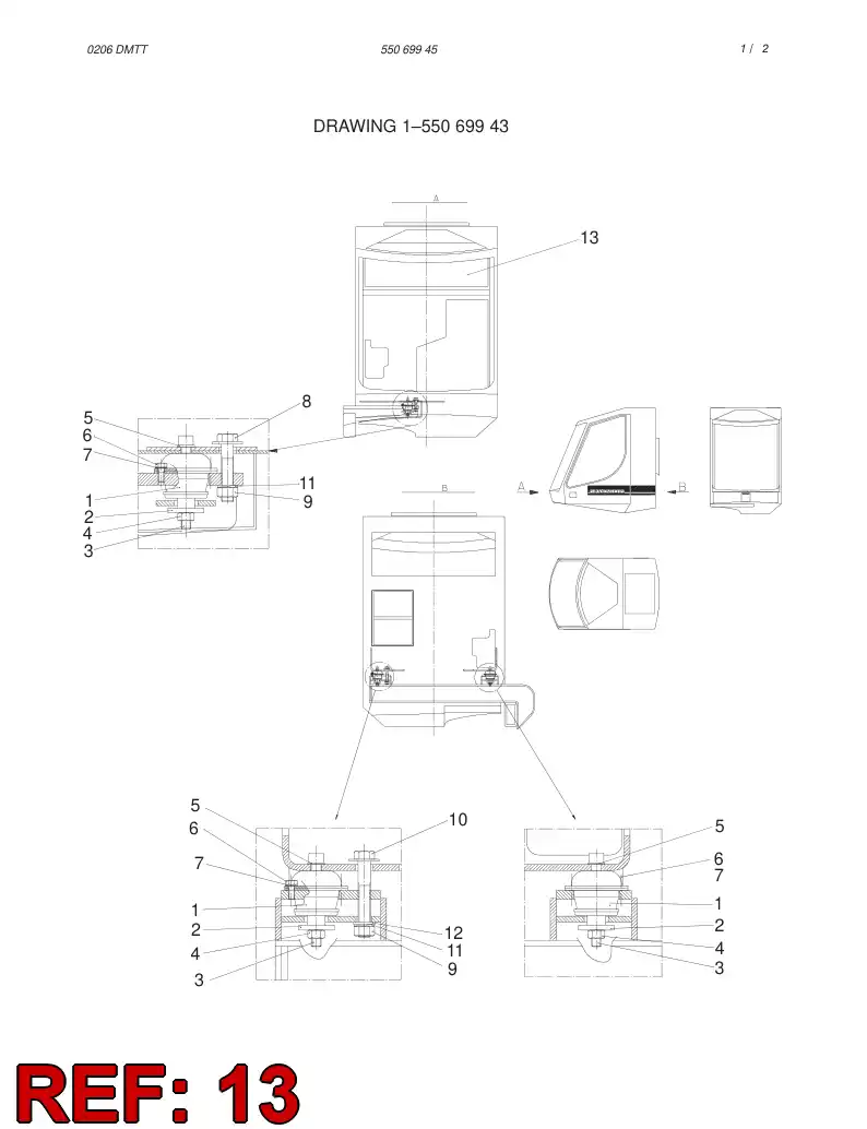 55052072 550 520 72 CABIN - Sandvik Technical Drawing