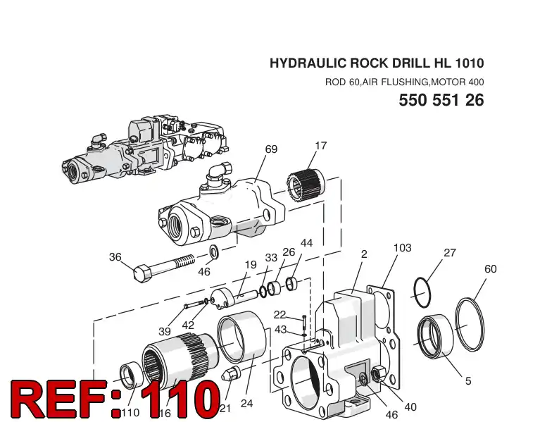 55052091 550 520 91 CHUCK - Sandvik Technical Drawing