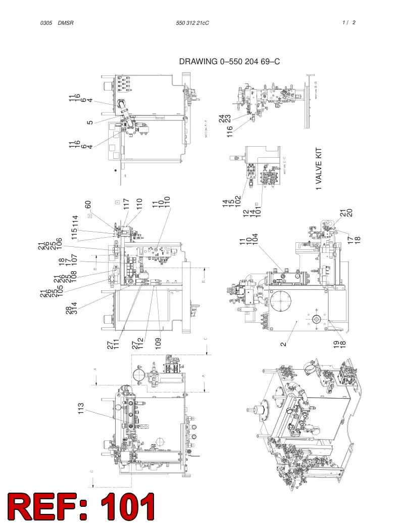 55052128 550 521 28 VALVE ASSEMBLY - Sandvik Technical Drawing