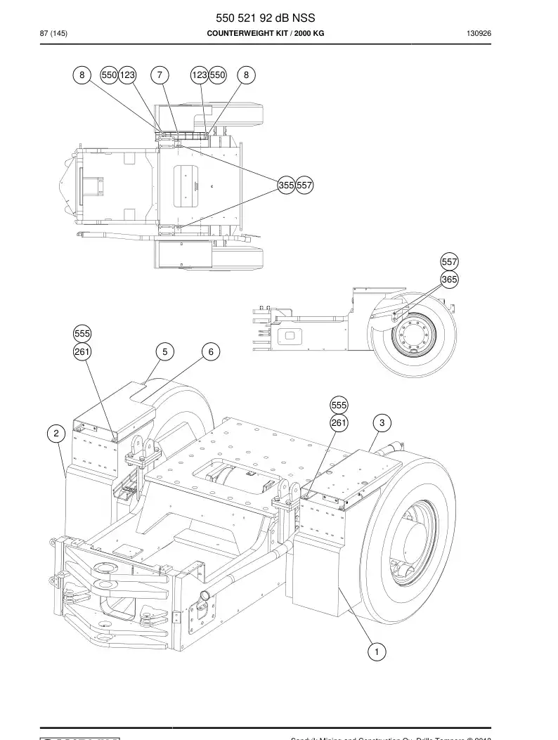 55052192d 550 521 92d KIT DE CONTRAPESO - Sandvik Technical Drawing