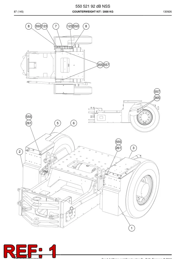 55052193a 550 521 93a Balance weight assembly - Sandvik Technical Drawing