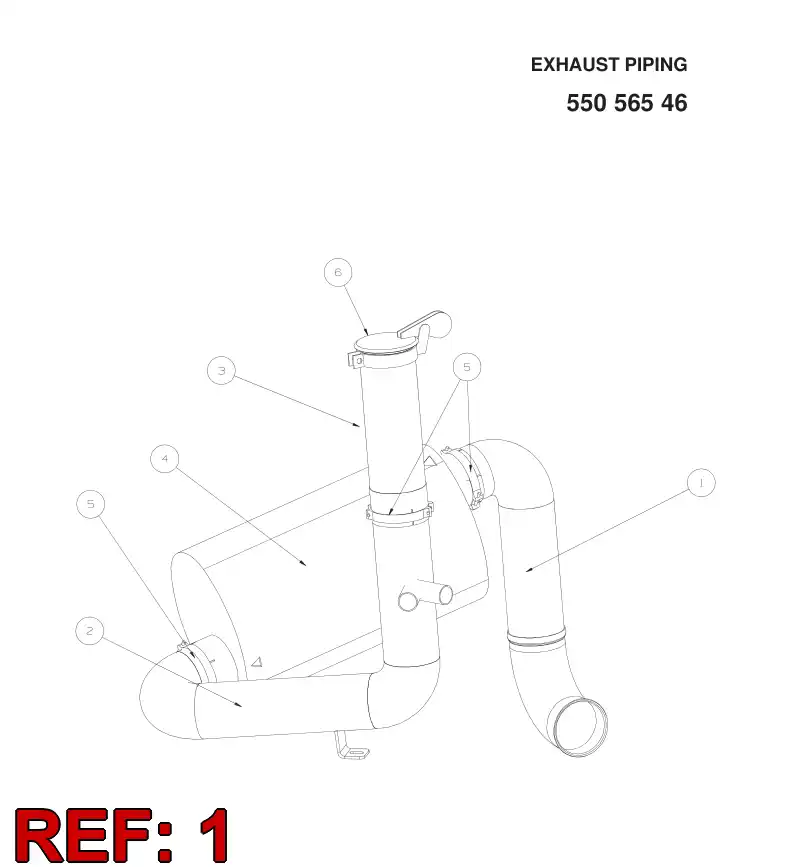 55052217 550 522 17 EXHAUST PIPE - Sandvik Technical Drawing