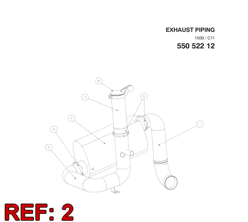 55052232 550 522 32 EXHAUST PIPE - Sandvik Technical Drawing