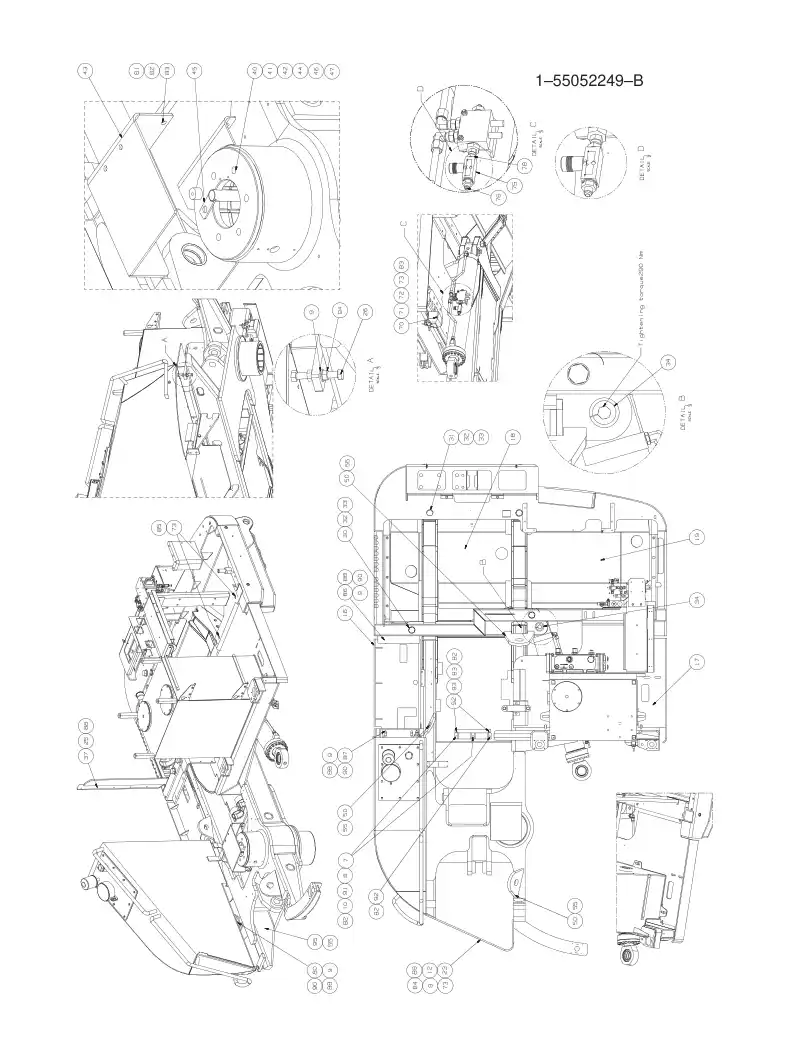 55052249d 550 522 49d Top frame assembly - Sandvik Technical Drawing