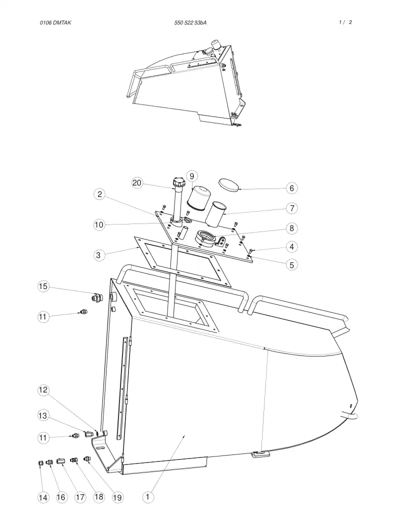 55052253b 550 522 53b Fuel tank assembly - Sandvik Technical Drawing
