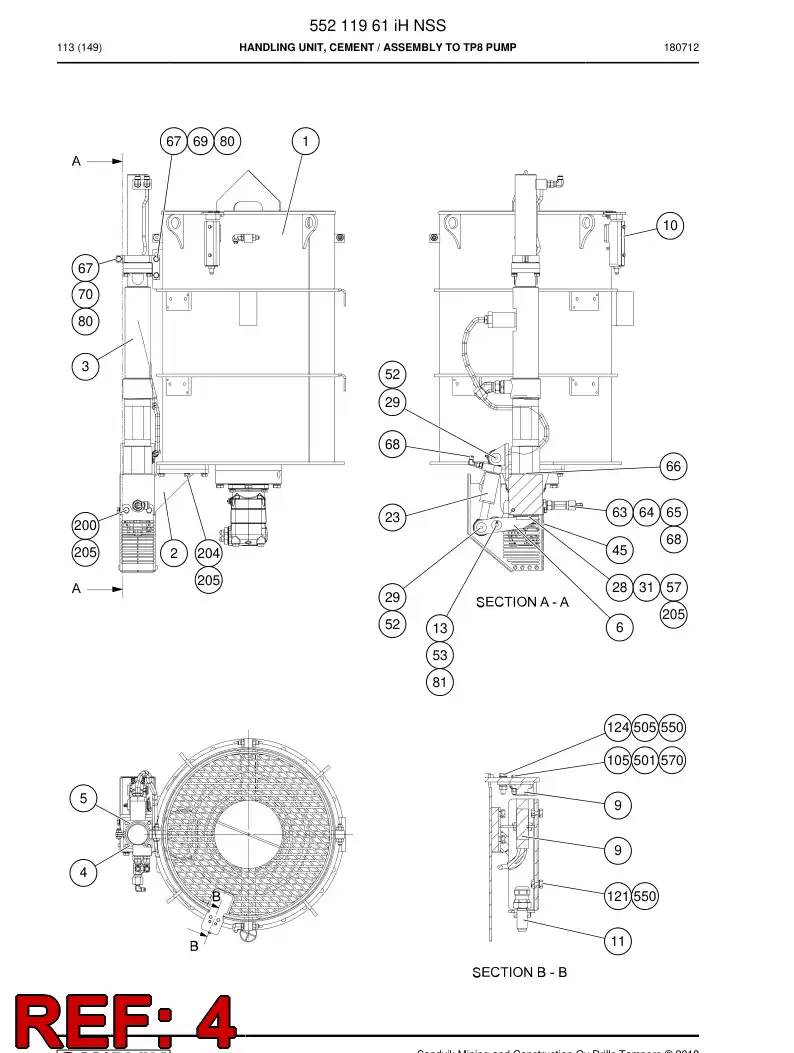 55052282 550 522 82 Strap, Metal - Sandvik Technical Drawing