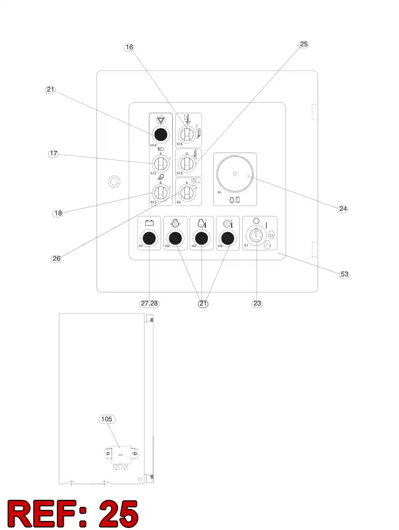 55052305 550 523 05 SELECTOR SWITCH - Sandvik Technical Drawing
